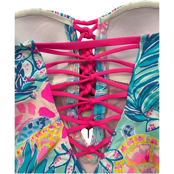 Lilly Pulitzer Jules One-Piece Swimsuit Seaglass Aqua Rainforest Size 2 NWT - Picture 7 of 10